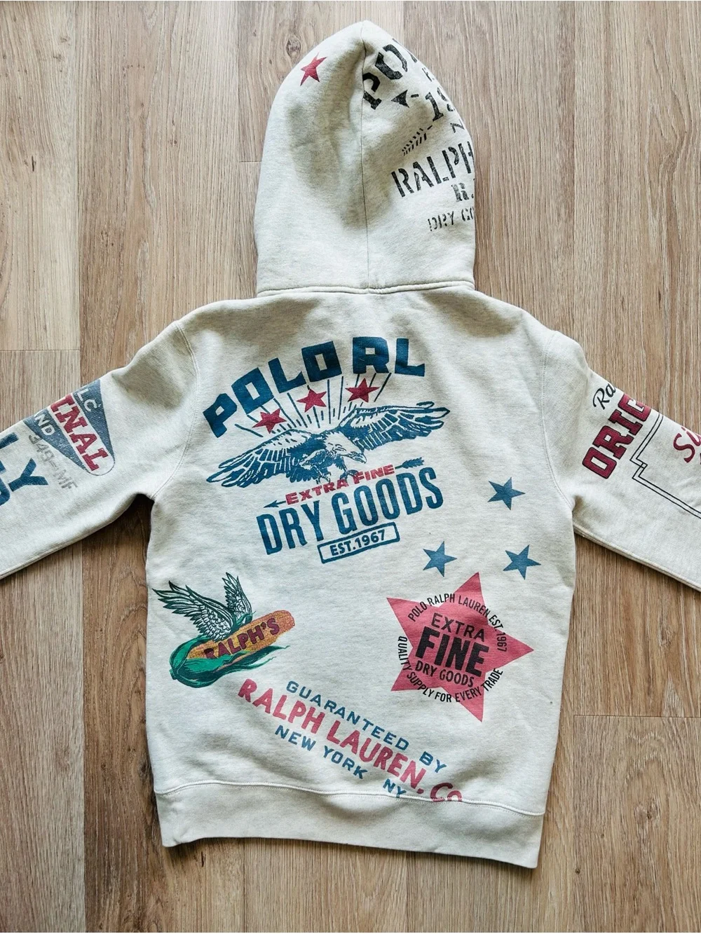 Rare Polo Ralph Lauren Graphic Logo Hoodie Sweatshirt